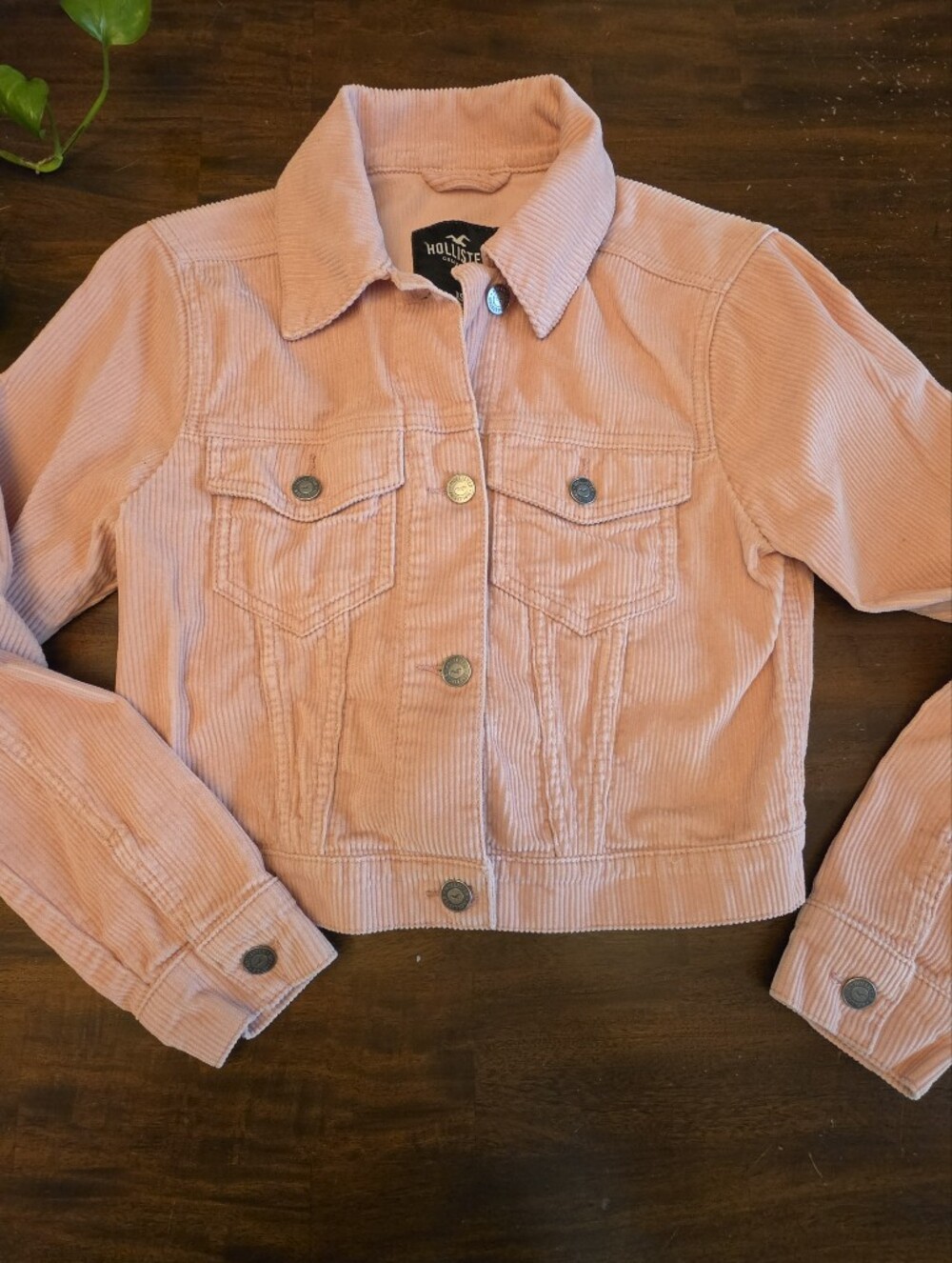 Super cute Hollister dusty blush pink corduroy cropped jacket!